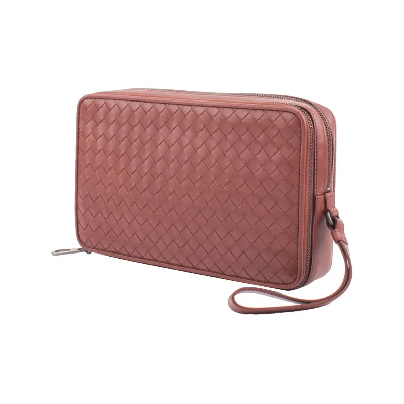 Bottega Veneta Leather Clutch Women's Red Brown-1