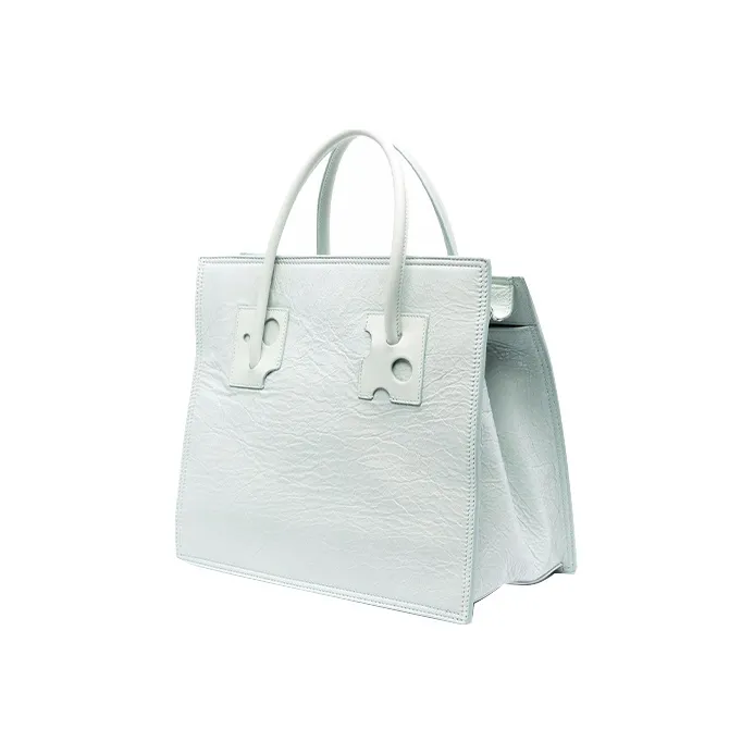 OFF WHITE Leather Handbag Men's Light Green-2