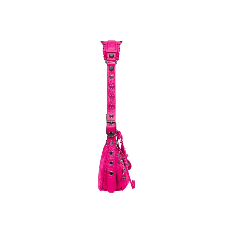 Balenciaga Le Cagole Shoulder Bag Xs Crocodile Embossed Pink-1