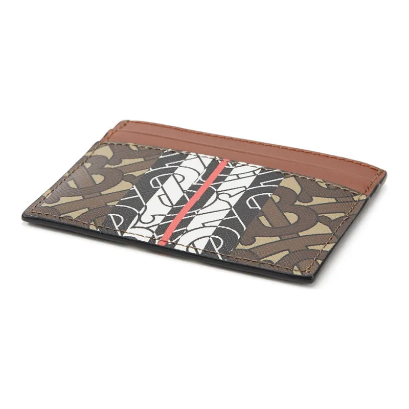 Burberry Leather Card Clip Card Sleeve Money Clip Card Holder Unisex Brown-1