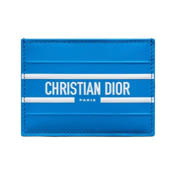 DIOR Cow Leather Card Clip Money Clip Card Holder Women's Fluorescent Blue