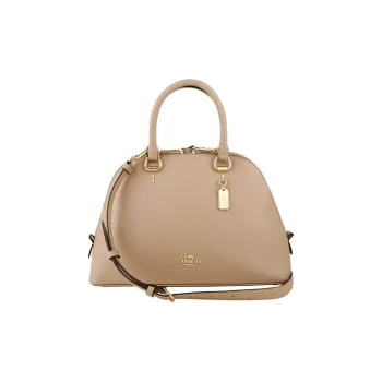 COACH Leather Dome Bag Handbag Shoulder Bag Crossbody Bag Small Size Women's Light Brown