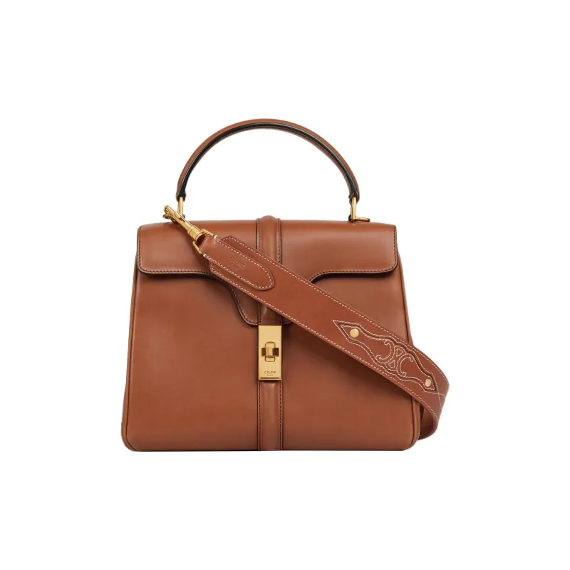 CELINE Cow Leather Bag Strap Unisex Tawny-1