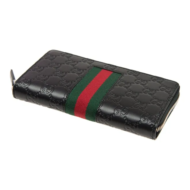 GUCCI Leather Wallet Men's Black-3