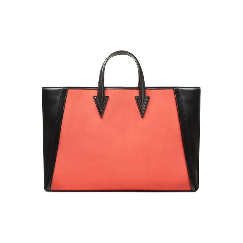 VERSACE Canvas Tote Bag Shopping Bag Shoulder Bag Handbag Men's Red Black Multicolor-2