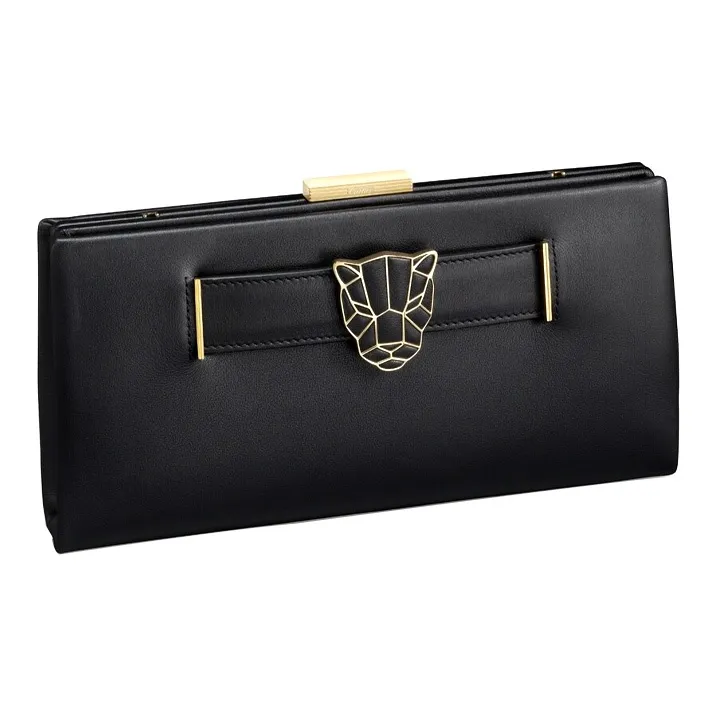 CARTIER PANTHÈRE Calfskin Handheld Shoulder Bag Crossbody Bag Women's Black-1