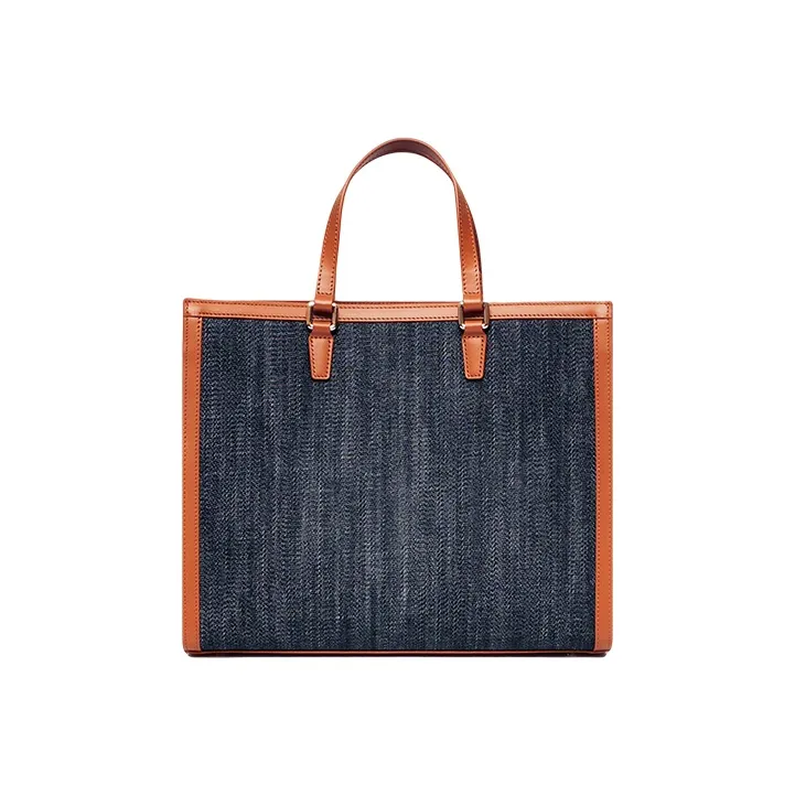 Julychagall Denim Tote Bag, Shopping Bag, Shoulder Bag, Handbag Women's Denim/Light Brown-2