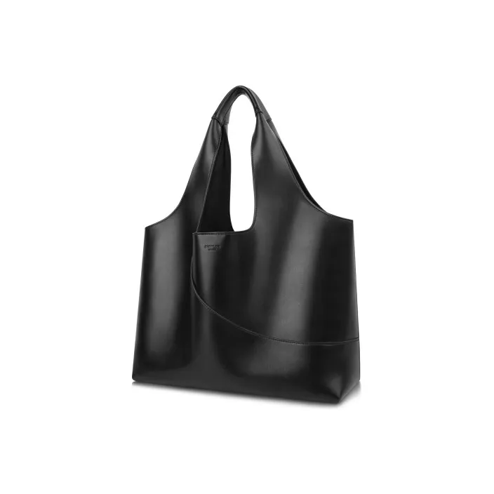 INJOYLIFE Soft Leather Tote Bag Shopping Bag Crossbody Bag Shoulder Bag Large Size Women's Black-1