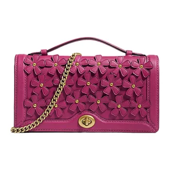 COACH Riley Cow Leather Trunk Bag Small Square Bag Portable Crossbody Bag Shoulder Bag Small Size Women's Cherry Red