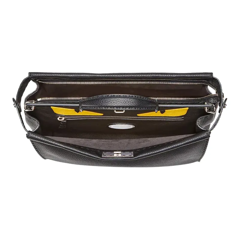 FENDI Peekaboo Cow Leather Tote Bag Shopping Bag Briefcase Handbag Regular Men's Black-1