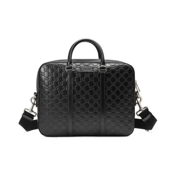 GUCCI Leather Briefcase, Shoulder Bag, Crossbody Bag, Handbag Men's Black