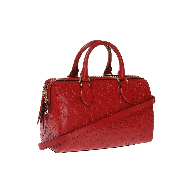 GUCCI Cow Leather Boston Bag, Shoulder Bag, Crossbody Bag, Handbag Women's Red-1