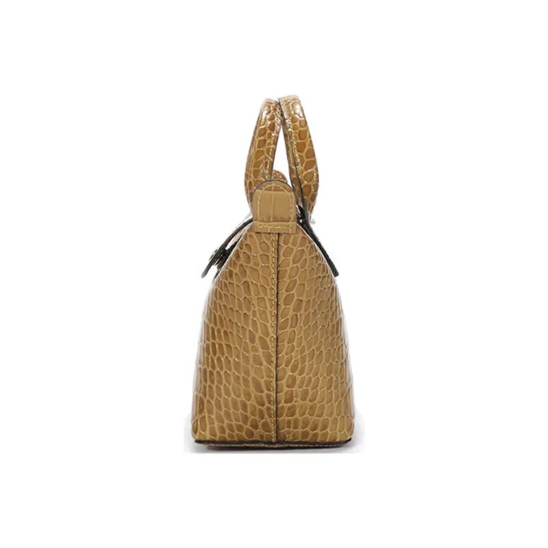 LONGCHAMP Le Pliage Cuir Cow Leather Dumpling Bag Portable Crossbody Bag Shoulder Bag Mini Women's Withered Tea Color-2