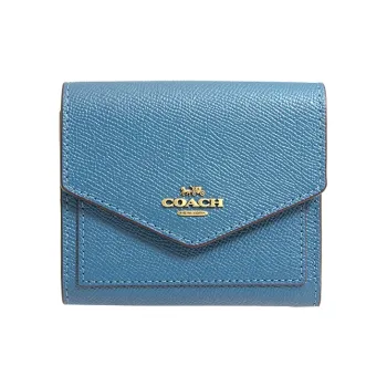 COACH Leather Clutch Card Holder, Wallet Women's Sky Blue