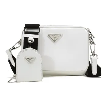 PRADA Leather With Small Pouch Crossbody Bag, Shoulder Bag Women's White