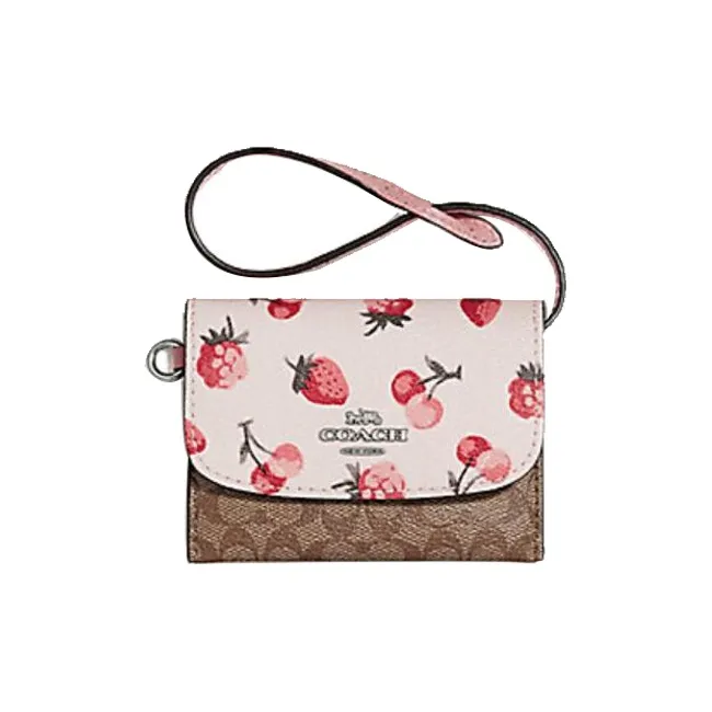 COACH Canvas With Leather Wallet Women's Khaki & White-0