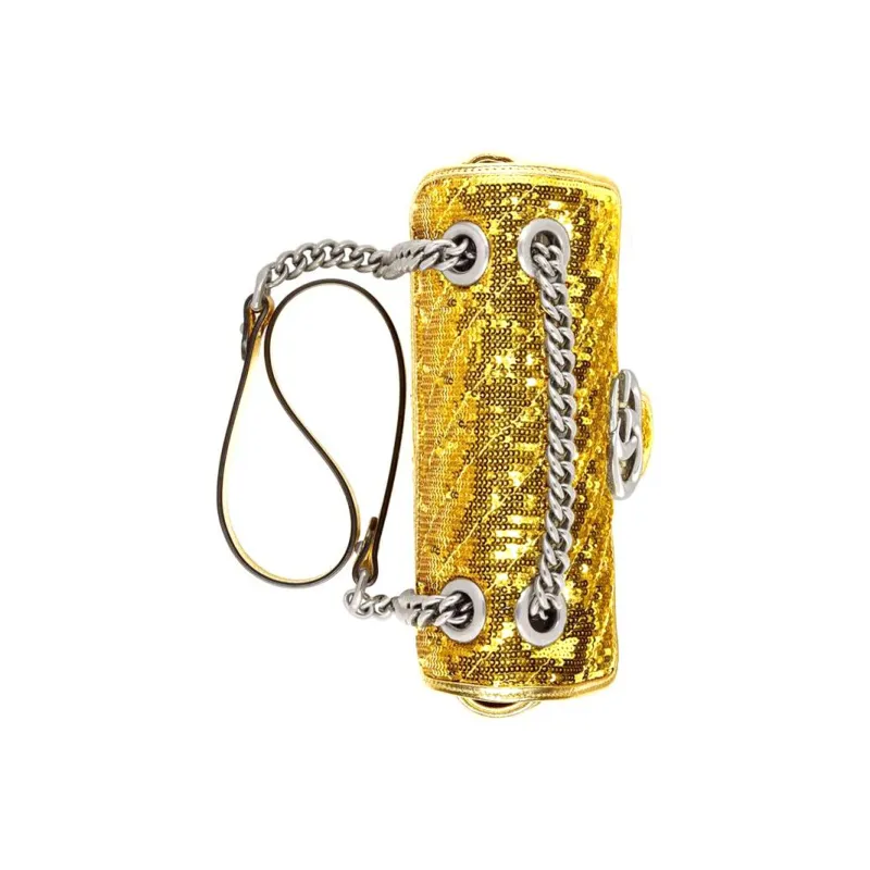 GUCCI Silk Blend With Viscose Crossbody Bag Shoulder Bag Women's Gold-5