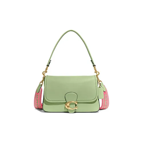 COACH Tabby Leather Shoulder Bag Portable Crossbody Bag Shoulder Bag Medium Size Women's Sage Green