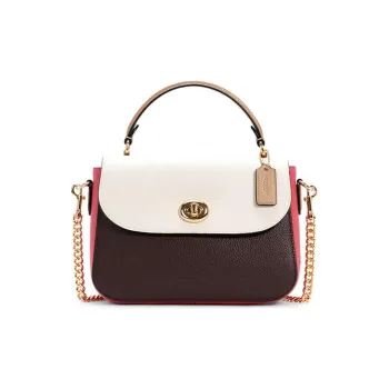 COACH Marlie Leather Chain Bag Handbag Shoulder Bag Crossbody Bag Medium Size Women's White Brown Pink Multicolor