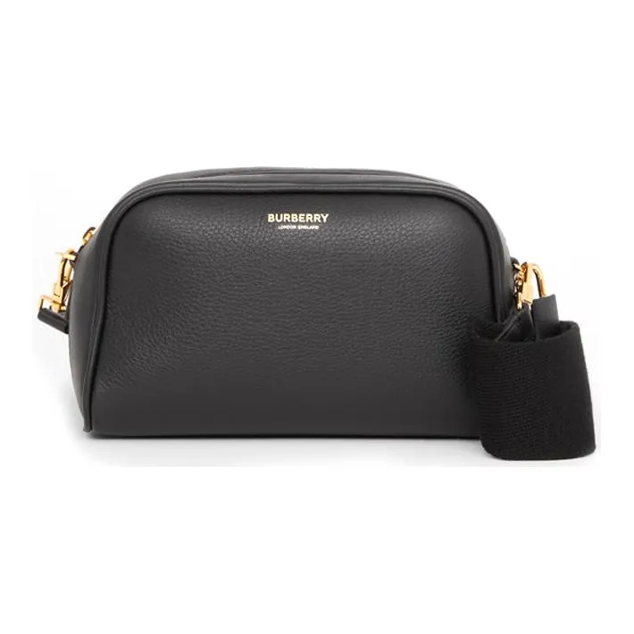 Burberry Grain Texture Leather Half Cube Bag Bowling Bag One Shoulder Crossbody Clutch Regular Men's Black-0