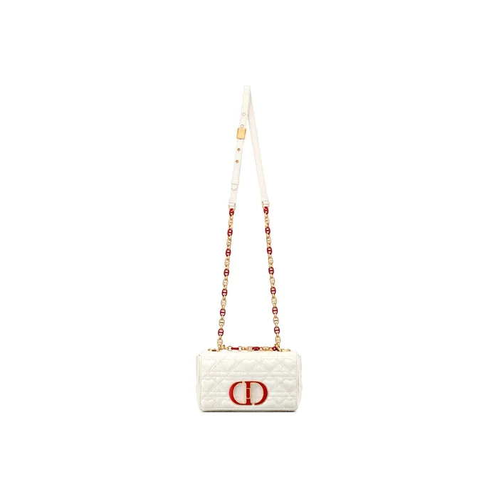 DIOR Caro Cow Leather Handbag, Shoulder Bag, Crossbody Bag Trumpets Women's Milk White-2