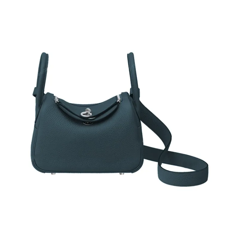 HERMES Lindy Clemence Bullock Leather Handbag, Crossbody Bag, Shoulder Bag Mini Women's 6O Vert Cypres Cypress Green-0