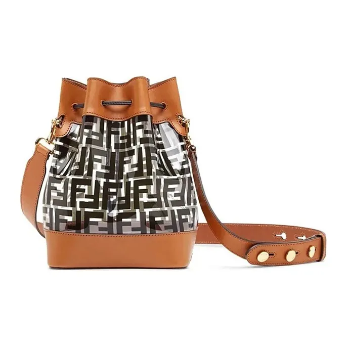 FENDI Mon Tresor PVC Bucket Bags Shoulder Bag Crossbody Bag Small Size Women's Brown/Black-1