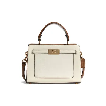 COACH Lane Smooth Pebbled Leather Handbag Shoulder Bag Crossbody Bag Medium Size Women's Chalk White & Copper