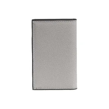 Valextra Calfskin Card Holder Unisex Gray White