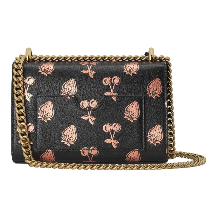 GUCCI Leather Box Bag Lock Shoulder Bag Crossbody Bag Small Size Women's Black-6