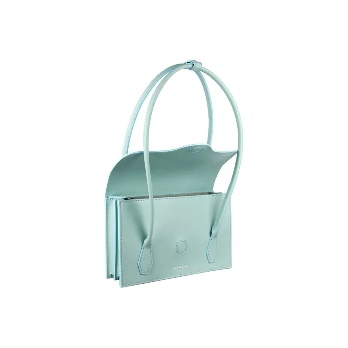 YESE STUDIO Elizabeth Series Cow Leather Shoulder Bag, Handbag Regular Women's Light Blue Green-2