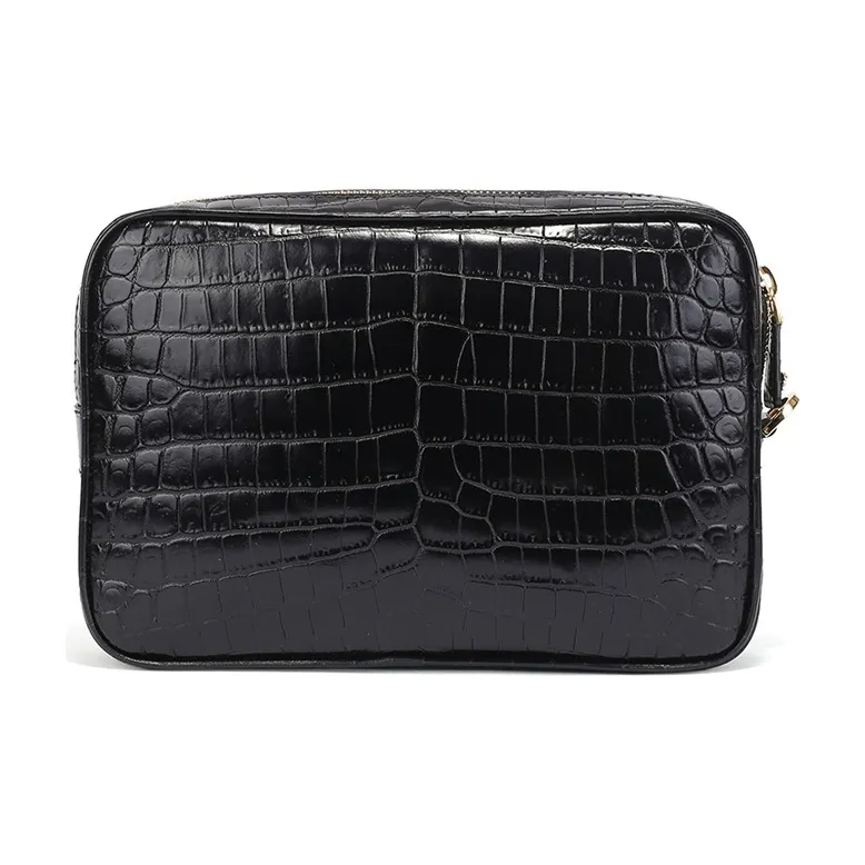 VERSACE Leather Camera Bag Clutch Men's Black-2