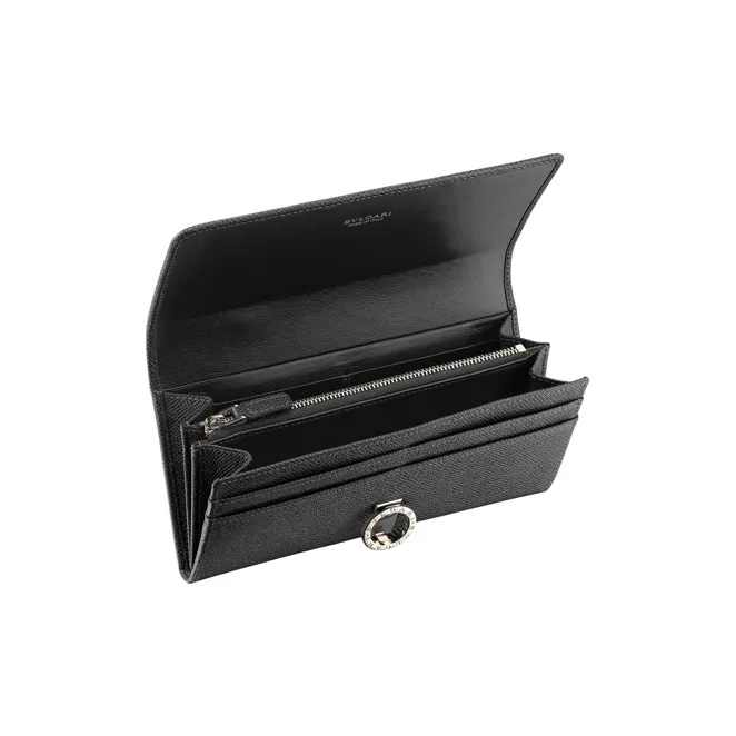 BVLGARI Cow Leather Wallet Women's Black-3