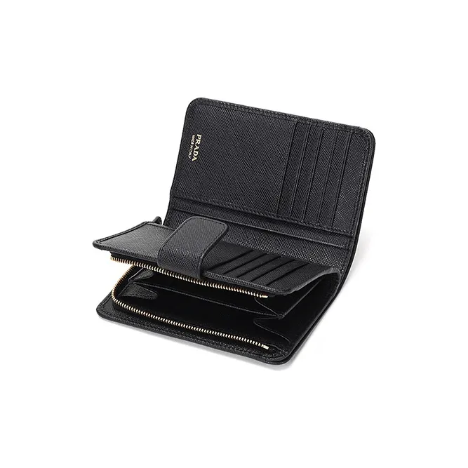 PRADA Cow Leather Wallet Women's Black-4