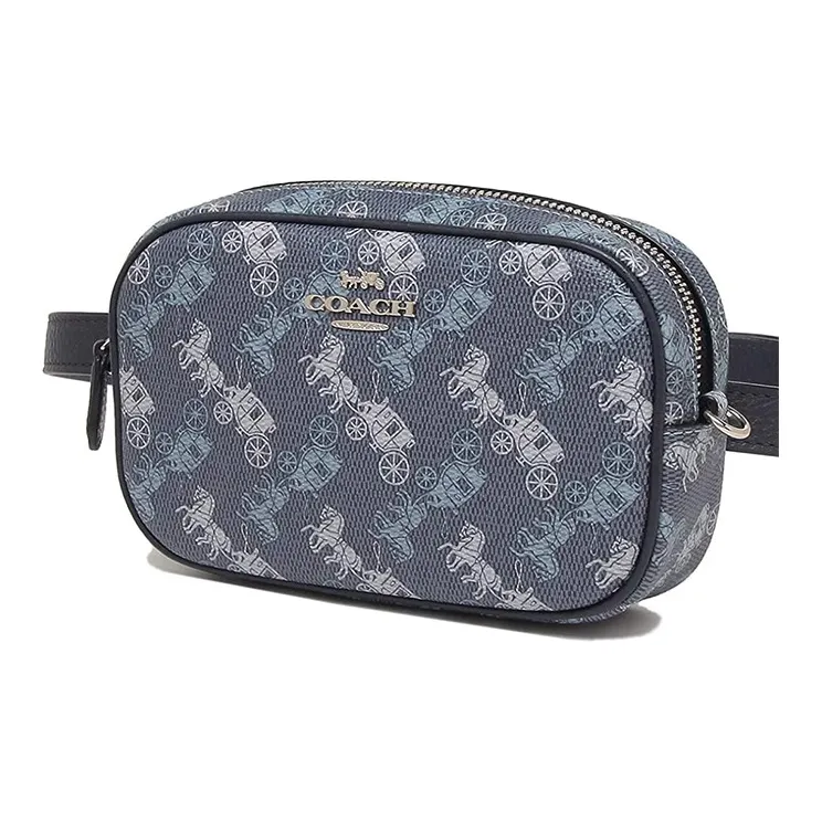 COACH Leather Carriage Camera Bag, One Shoulder Crossbody Fanny Pack Mini Women's Blue-1