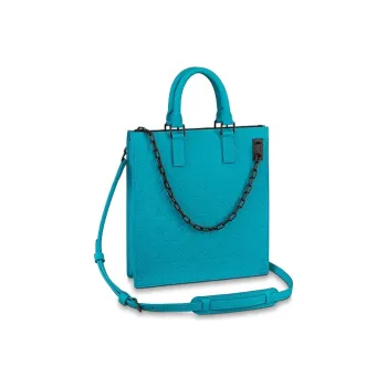 LOUIS VUITTON Sac Plat Messenger Monogram Taurillon Turquoise