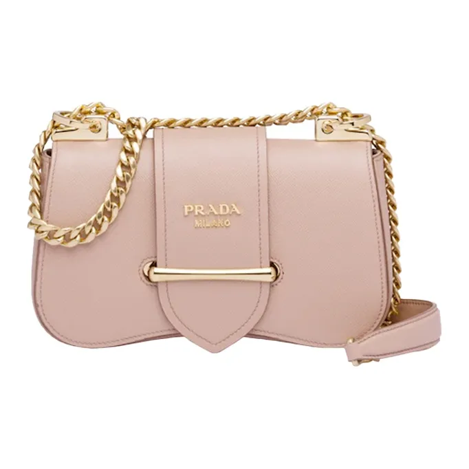 PRADA Sidonie Calfskin Shoulder Bag Crossbody Bag Women's Nude Pink-0