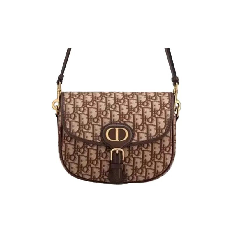 DIOR Bobby Cow Leather Handbag Shoulder Bag Crossbody Bag Medium Size Women's Brown-3