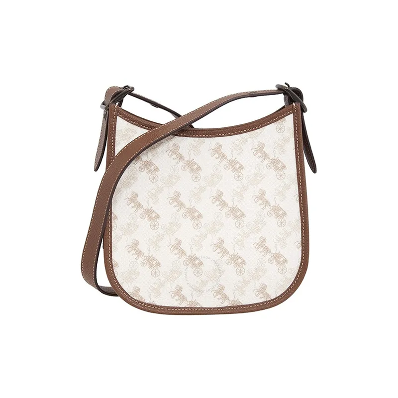 COACH Emery Canvas Leather Canvas Bag, Shoulder Bag, Crossbody Bag Small Size Women's White/Brown-1