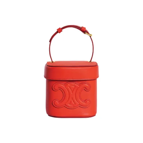CELINE Triomphe Smooth Cow Leather Box Bag Shoulder Bag Crossbody Bag Handbag Small Size Women's Red