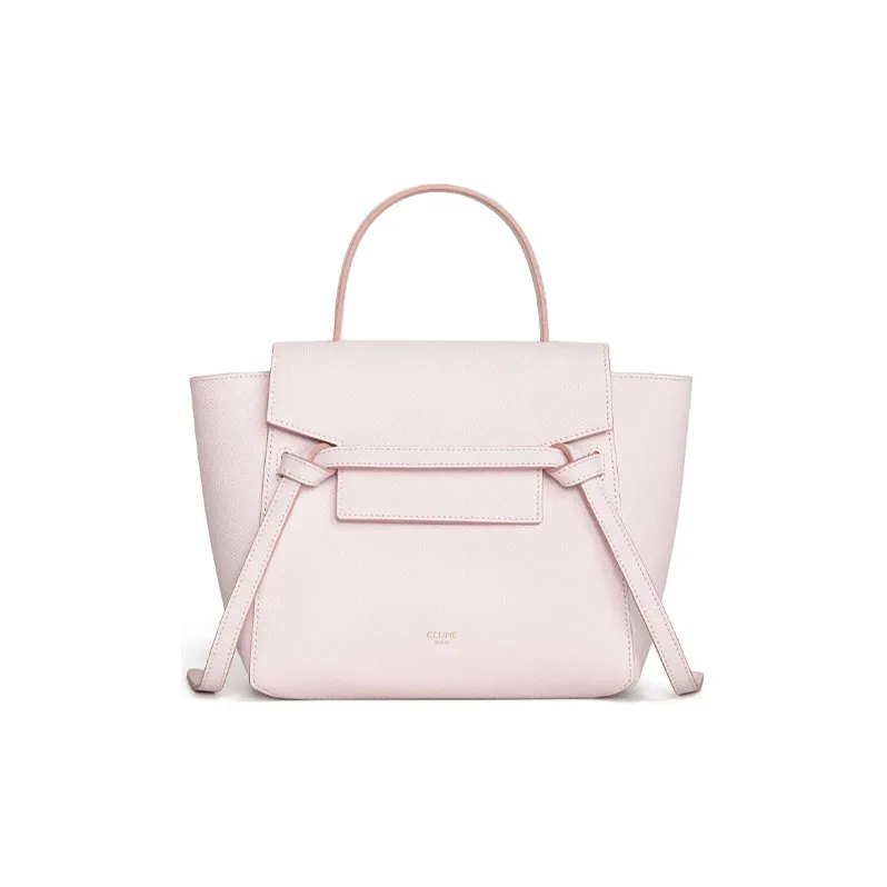 CELINE Belt Grained Calfskin Handbag One Shoulder Crossbody Crossbody Handbag Women's Light Pink-0