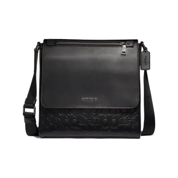 COACH Kennedy Cow Leather Shoulder Bag, Crossbody Bag Large Size Men's Black