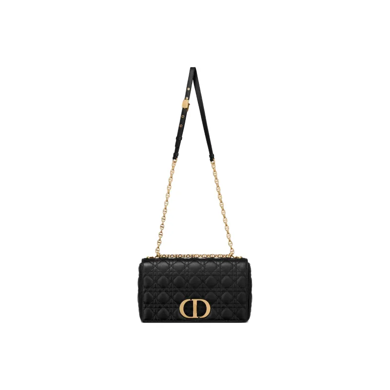 DIOR Caro Calfskin Crossbody Bag Shoulder Bag Women's Black-3