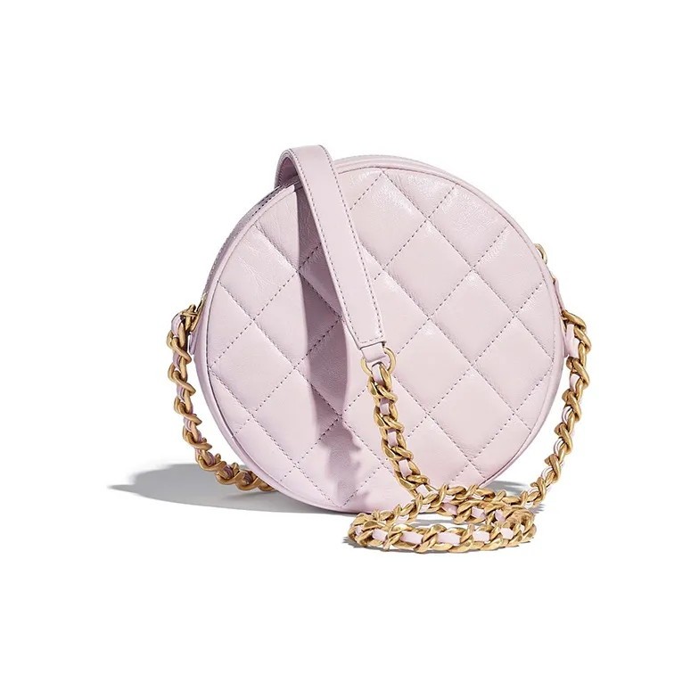 CHANEL Polished Lambskin And Gold Metal Round Small Handbag Women's Light Purple-1