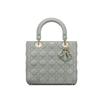 DIOR Lady Dior Sheepskin Dior Bag Shoulder Bag Crossbody Bag Handbag Medium Size Women's Gray