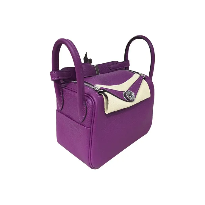 HERMES Lindy Taurillon Clemence Leather Handbags Shoulder Bag Crossbody Bag Mini Women's P9 Anemone Sea Cucumber Purple-1