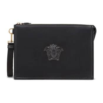 VERSACE La Medusa Leather Zip Coin Purse Commute Clutch Tubas Men's Black