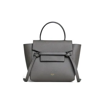 CELINE Grained Calfskin Catfish Bag, One Shoulder Handbag, Crossbody Bag Women's Gray