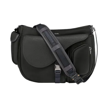 DIOR SACAI Collaboration Saddle Grained Calfskin Saddle Bag Handbag Shoulder Bag Crossbody Bag Men's Black/Navy