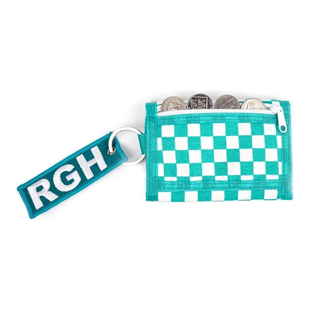 Rough Enough Canvas Bag Keychain Wallet Card Holder Zero Wallet Unisex Green White-3